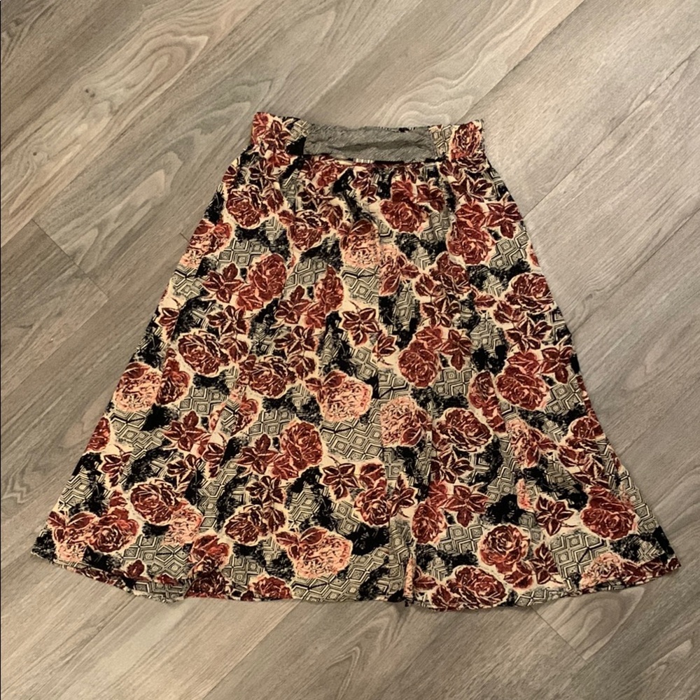 Carole Little Floral Patterned Skirt - mauve, pink, white and black